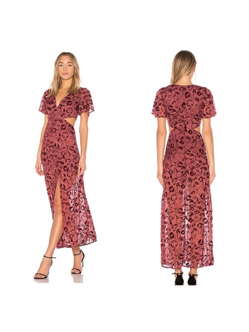 Lovers + Friends Rose Pink Floral Cutout Maxi Dress